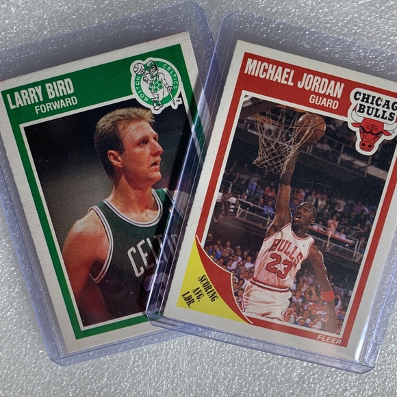 VINTAGE MICHAEL JORDAN + LARRY BIRD BASKETBALL CARDS - 1989 FLEER (AUTHENTIC) - Picture 1 of 3